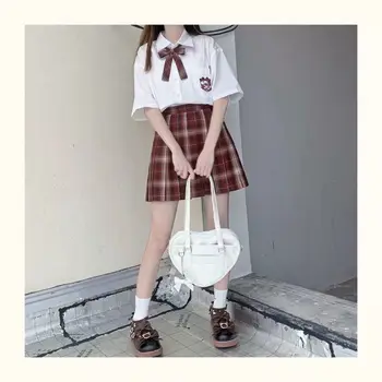 Japan Stil skuldertaske PU Læder Håndtasker Stor Kapacitet indkøbsposer Rejse Taske Piger Søde Skole Taske hjerteformet