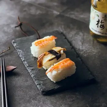 Natural Western Restaurant Skifer Plade Lys Luksus Grill Rock Plade Service Kreative Pad Isolering Japansk Sushi Tallerken