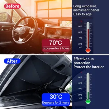 Foldbar Bil Forrude solsejl Paraply Bil UV Dække Parasol varmeisolering Foran Vinduet Indvendige Beskyttelse Dropshipping