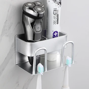 Vægmonteret Tandbørsteholder Aluminium Legering Tandpasta Rack Badeværelse Husstand Pladsbesparende Badeværelse Tilbehør
