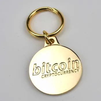 Hot 10stk/Masse 25mm Bitcoin Nøglering Lidt mønt Cryptocurrency Nøglering 24K Guld Eller Antik Messing Forgyldt
