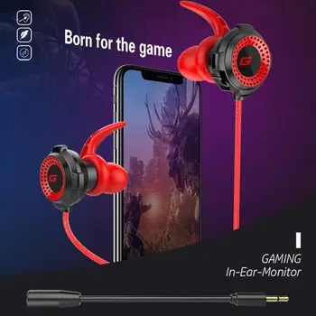 3,5 mm Wired In-ear Gaming Hovedtelefoner med 360 Graders Bøjelig Mikrofon Bas, støjreduktion, Sport Musik Gamer Headset Øretelefoner