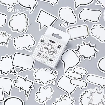 Boxed Sticker Sort Hvid Boble Kreative Selvklæbende Scrapbooking Dagbog Stick Label Udsmykning DIY Håndværk Klistermærker