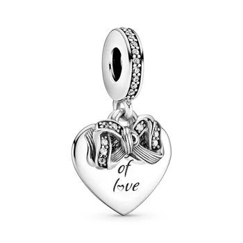 2021 Nye 925 Sterling SØLV charms Bue & Kærlighed Hjerte Dingle Charme passer Oprindelige Pandora Armbånd sølv 925 smykker