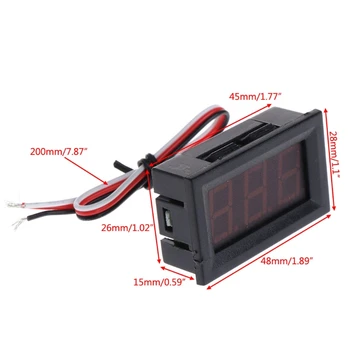 DC 0-100V 3-Wire-Voltmeter LED 0.56 i Digital Spænding Meter-Panel Skærm Tester 449C