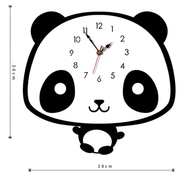 Amecor Nordisk Stil Panda vægur Moderne Træ-Sød Mønster Tavs Træ-Ur til Hjemmet Stue Wall Deco Ur #45