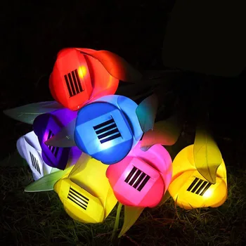3pcs Sol Tulip Flower LED Lys Multi-Farve Udendørs Vandtæt Have Sti Græsplæne Indsætte Sol Lys Dekoration