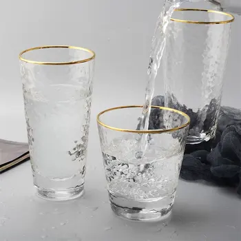 Guld Indlæg Kant Glas Kop Kaffe, Mælk, Te Kop Whisky Stemless Glas Vin Kop Vand Briller For At Drikke Kreativ Gave Drinkware