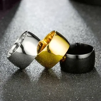 12MM Bred Ring af Guld Rustfrit Stål Simple Mænd&Kvinder Mode koreansk Par Vielsesring Udsøgt Gave Smykker