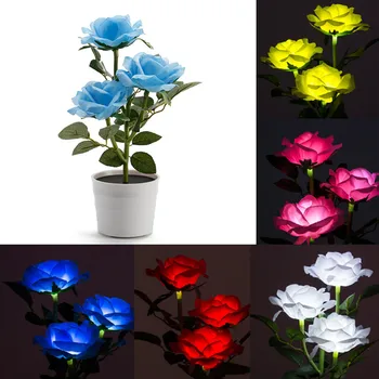 Sol Haven Lys Udendørs pool, Sol Steg Blomst Lys LED Kunstig Rose Flower Pot Bonsai LED-Lampe/*