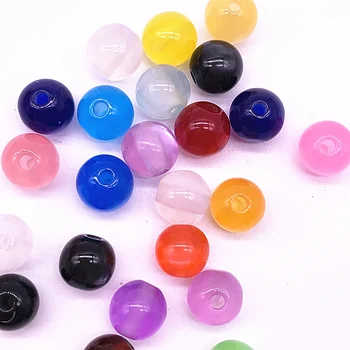 Nye 50stk/masse 8mm Efterligning Naturlige Opal Perler, Runde, Lys Gul Harpiks Spacer Perler til Smykker at Gøre DIY Armbånd
