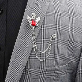 Brudgommen Rhinestone Kæde Brocher Revers Pin-Badge Crystal Kvast Broche Passer Badge Broche Luksus Smykker Til Mænd Tilbehør