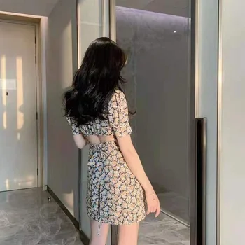 Kjoler Kvinder Hule Ud Sexet Blomster Blonder-up Slank Elegant Dame Smarte Sommer Åndbar Mini Trendy koreansk Stil med Høj Talje Kvindelige