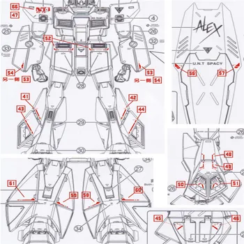 DIY-Vand-Slide Klistermærker til Bandai MG 1/100 RX-78 NT-1 Gundam Alex ver 2.0 Model Decal Klistermærker Tilbehør