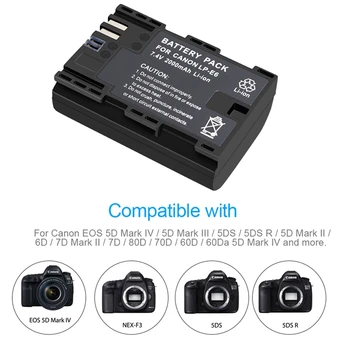 Lp-E6 Batteri Oplader Lcd-Dobbelt Oplader Til Canon Eos 5Ds R 5D Mark Ii 5D Mark Iii 6D 7D 80D Eos 5Ds R Kamera