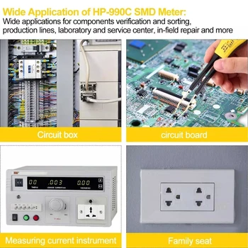 HoldPeak HP-990C Digital SMD Tester Kapacitans Meter Modstand Meter Diode Batteri/Test med Bære Max Power Batteri Tester