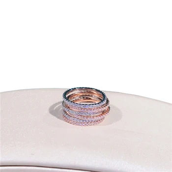 925 Sterling Sølv Eternity Ring Fashion Simpel Stil Alle-Match Design Simulation Diamant Bryllup Rækken Ring