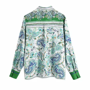ZREDARA Kvinders 2021 sommeren nye retro Hong Kong-style trykt satin skjorte langærmet cardigan satin top bluse