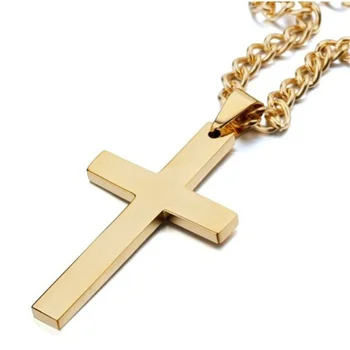 TFK Vintage Cross Vedhæng i Titanium Stål Enkelt på Kristne Kors Halskæde til Mænd Og Kvinders Halskæde