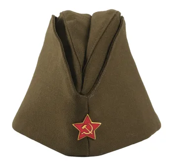 ANDEN VERDENSKRIG USSR SOVJETISKE MILITÆR HÆR GARNISON CAP MED BADGE STØRRELSE XL-35381