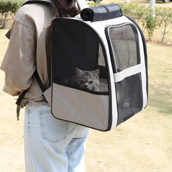 Pet supplies kat rygsæk ud af buret bærbare dobbelt skuldre åndbar stor kapacitet to pakker kat rygsæk