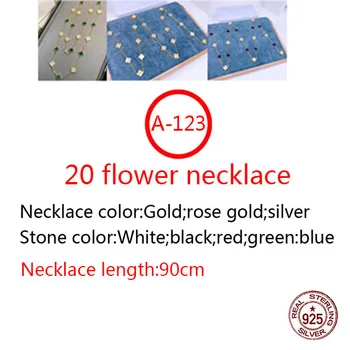 A123 S925 20 blomst i sterling sølv halskæde fashion style fire-blade kløver midten diamond high-end figur nye smykker gave